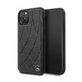 Mercedes-Benz Hard Case Quilted Perforated Genuine Leather For iPhone 11 Pro - Black