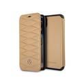 CG MOBILE Mercedes-Benz Pattern III Genuine Leather BookType Phone Case Compatible for iPhone X Officially Licensed - Light Brown