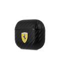 Ferrari PC PU Carbon Yellow Shield Metal Logo Case for Airpods 3 - Black