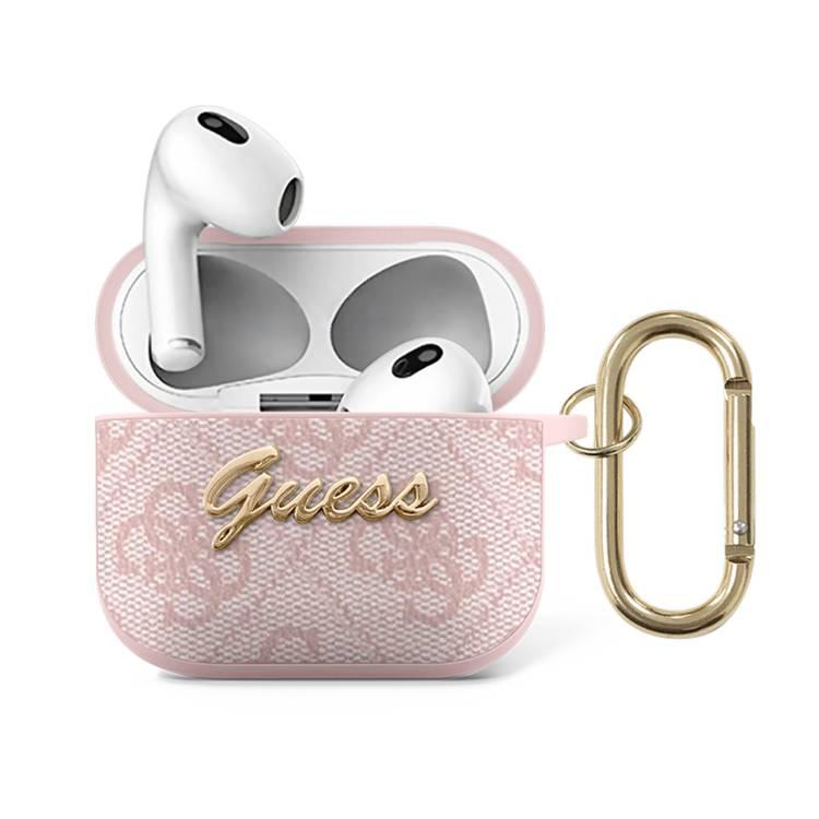Guess PU 4G Case with Script Metal Logo for Airpods 3 - Pink