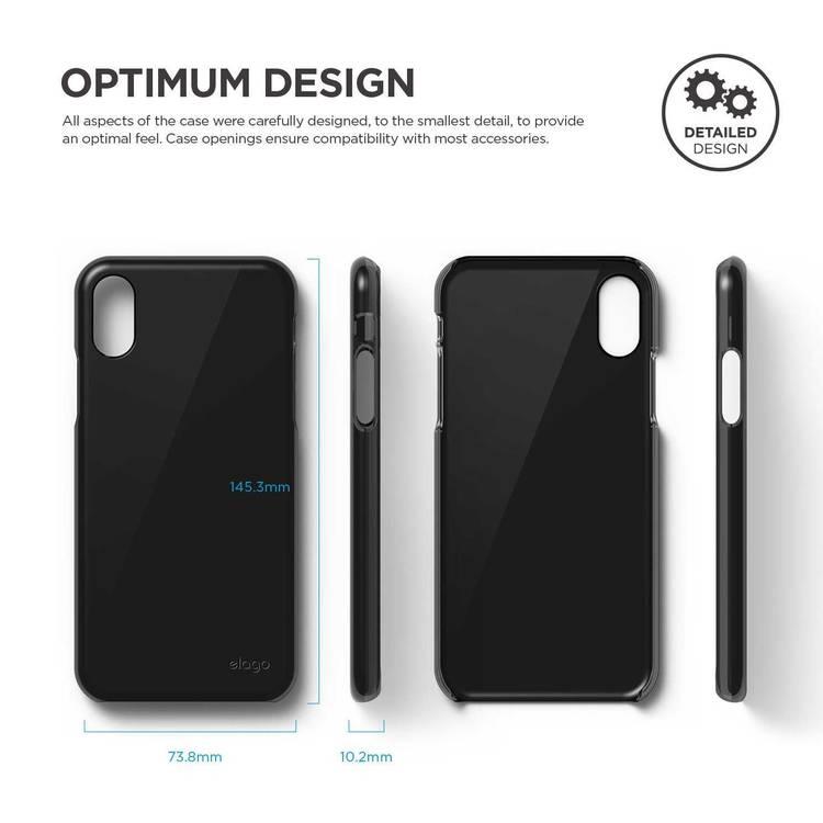 Elago Slim Fit 2 Back ES8SM2-BK Phone Case Compatible for iPhone X (5.8") - Black