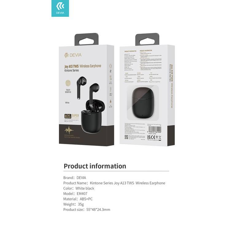 Devia Kintone Series Joy A13 TWS Wireless Earphone-Black