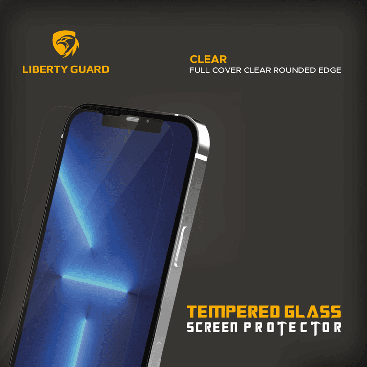 Liberty Guard LGCLR13PRO 2.5D Full Cover Rounded Edge Screen Protector for iPhone 13/13 Pro Anti Shock & Anti Impact - Clear