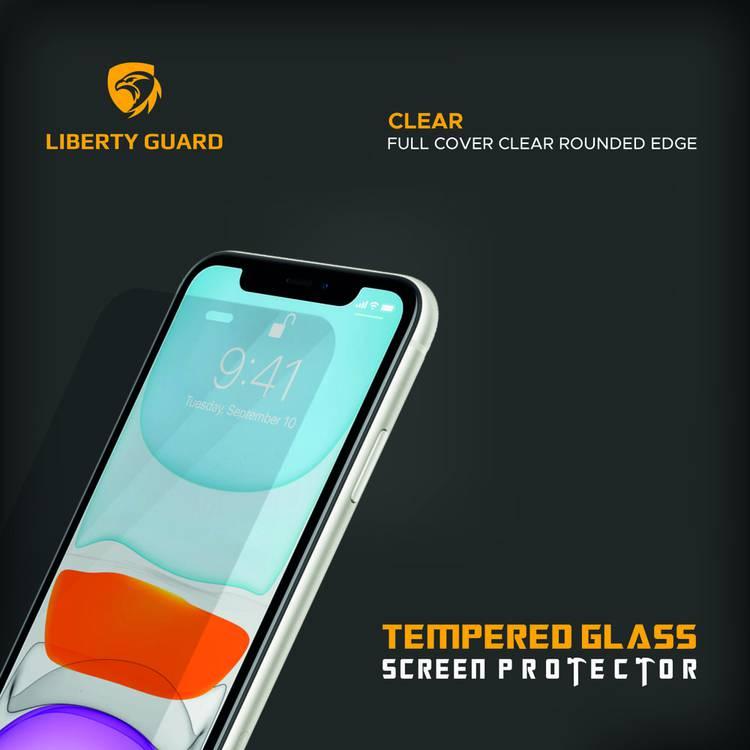 ليبيرتي جارد LGCLR11XR واقي شاشة غطاء كامل  بحواف مستديرة شفافة لهاتف ايفون 11 بوصة ، مضاد للصدمات ومضاد للصدمات - شفاف