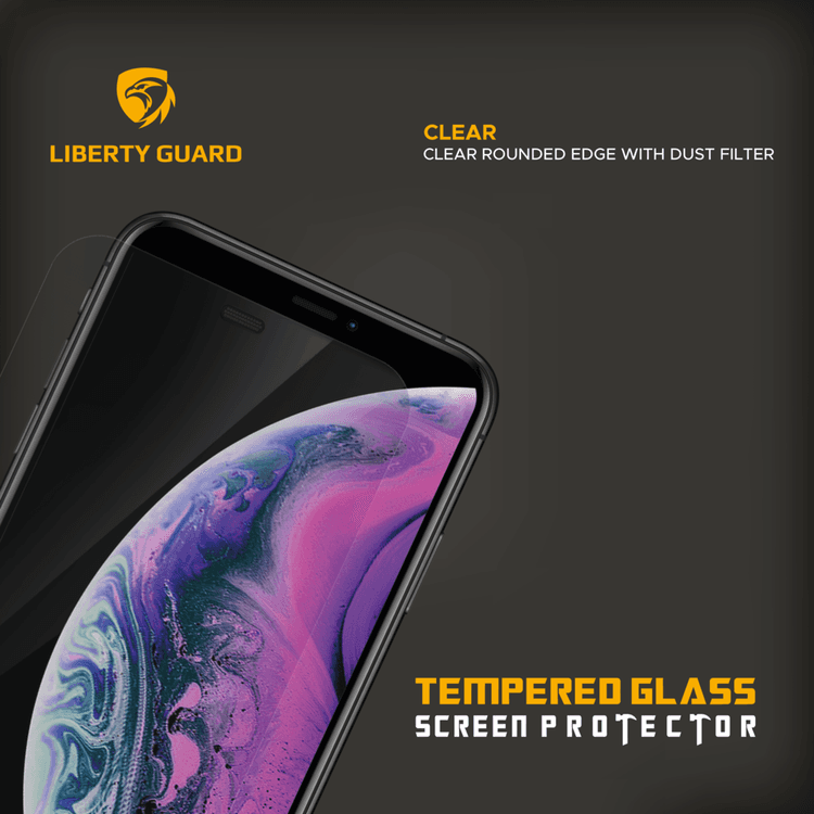 Liberty Guard LGCLRDF11PMXSM 2.5D Full Cover Rounded Edge with Dust Filter Screen Protector for iPhone 11 Pro Max, Anti Shock & Anti Impact - Clear