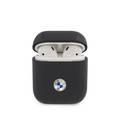 BMW Signature Collection PC Genuine Leather Case with Metal Logo Silver For Airpods 1/2, Anti Shock & Anti Impact - Navy