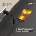 Pawa Nylon Braided 2.4A Data & Quick Charging Lightning Cable 2m/6.5ft - Black
