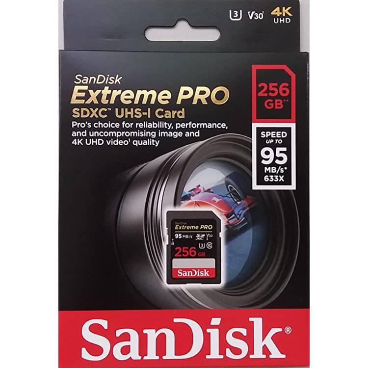SanDisk 256GB Extreme PRO SDXC Memory Card up to 95 MB/s, Class 10, U3, V30