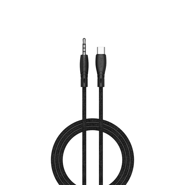 Pawa PW-12BDCTOAUX-BK Nylon Braided Type-C to 3.5mm Audio Cable 1.2m/4ft All the USB-C smartphone phones are compatible with this cable - Black