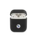 CG Mobile BMW Signature Collection PC Genuine Leather Case with Metal Logo Silver, High-Quality, for Airpods 1/2, officially licensed - Black