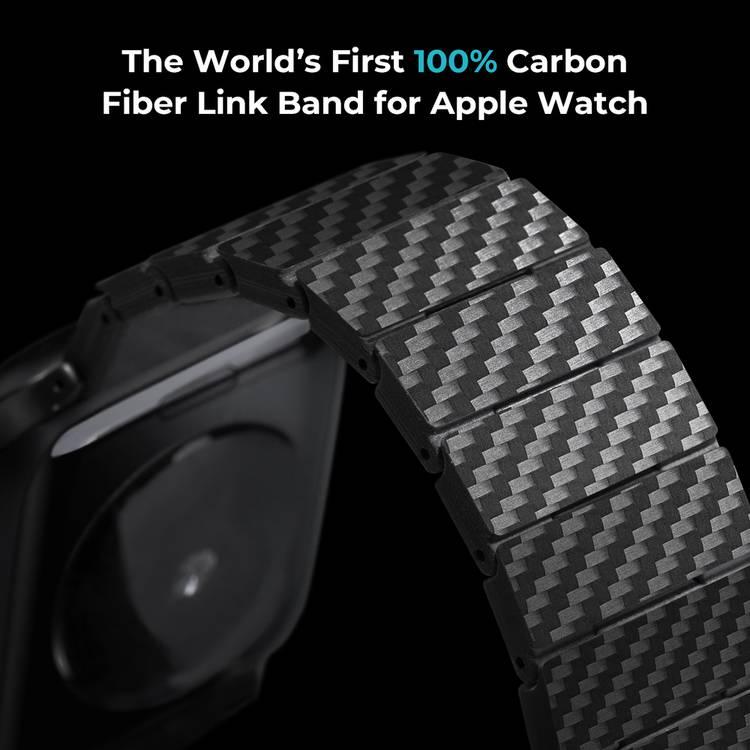 PITAKA شريط ساعة من ألياف الكربون 100٪ معاد تدويره وخفيف الوزن ومتين أصلي من ألياف الكربون الأسود لساعة ابل 42/44 / 45mm- حديث