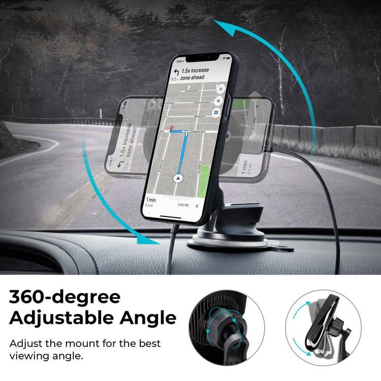 PITAKA MagEZ Car Mount Pro-Suction Cup - Wireless Charging & Fast