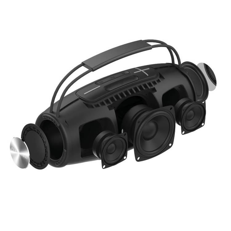 Powerology Phantom Speaker, Bluetooth 5.0, Water-Resistant, Aux Interface, 6000mAh Battery Capacity - Black