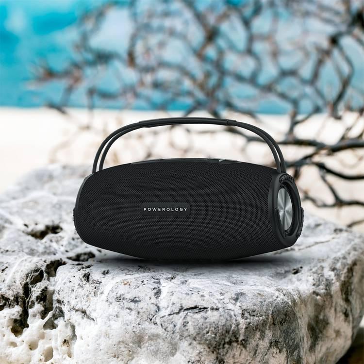 Powerology Phantom Speaker, Bluetooth 5.0, Water-Resistant, Aux Interface, 6000mAh Battery Capacity - Black