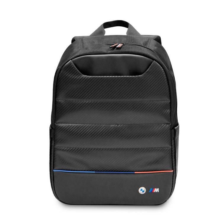 حقيبة ظهر للكمبيوتر من BMW مصنوعة من الكربون والنايلون من البولي يوريثان - أسود