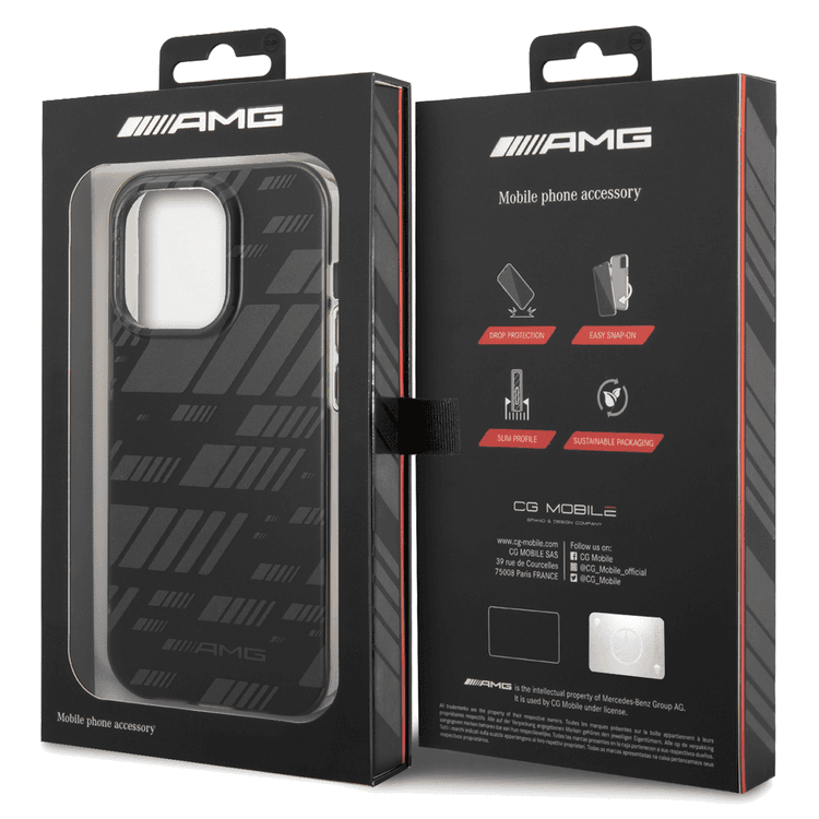 AMG Frosted PC Case - Expressive Graphic, Bumper Protection iPhone 14 Pro Compatibility - Black