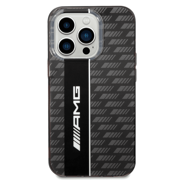 AMG Transparent Double Layer Case with Carbon Pattern II Anti-Explosion/Crystal Case iPhone 14 Pro Compatibility - Black