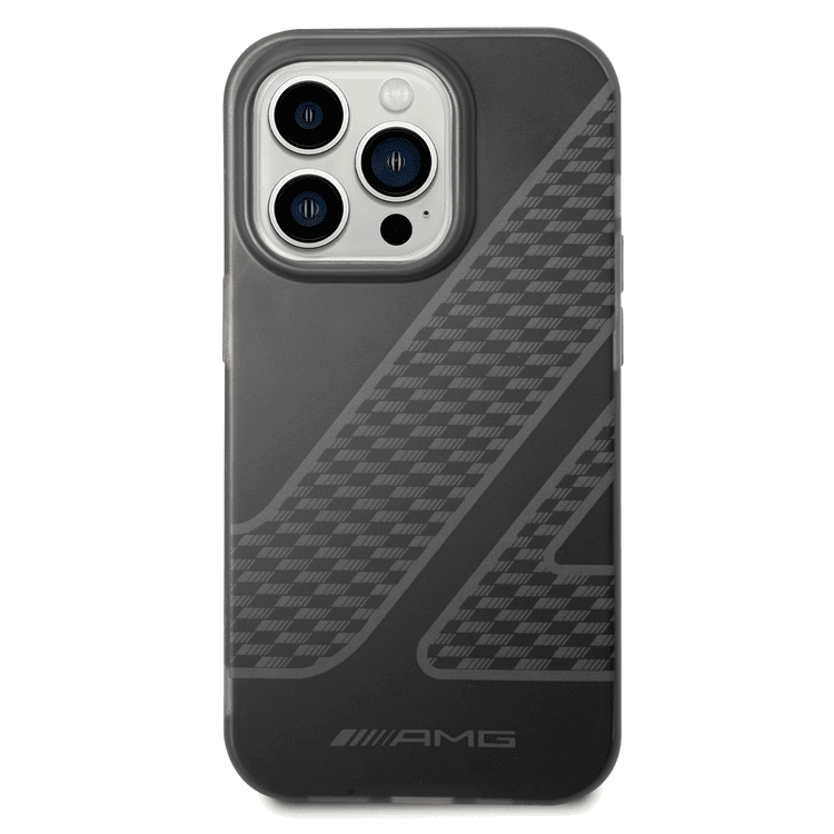 AMG Frosted PC Case - Checkered Pattern, Bumper Protection iPhone 14 Pro Compatibility - Black