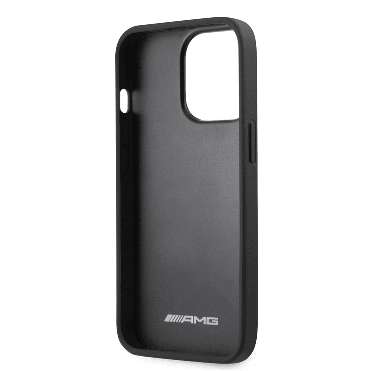 AMG Genuine Leather Case With Perforated Black Leather Debossed Lines Hot Stamped White Logo