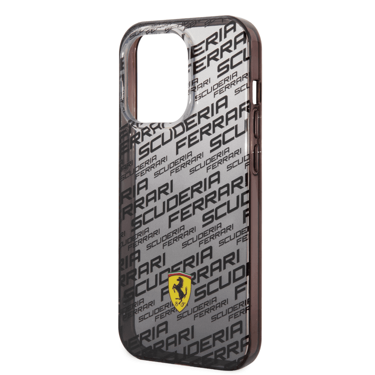 Ferrari Gradient PC/TPU Case with Allover Scuderia & Dyed Bumper iPhone 14 Pro Max Compatibility - Black