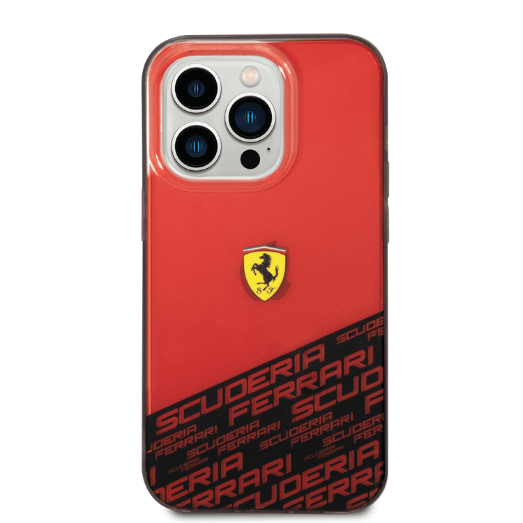 Ferrari PC/TPU IML Case with Bottom Scuderia Allover Print iPhone 14 Pro Max Compatibility - Red