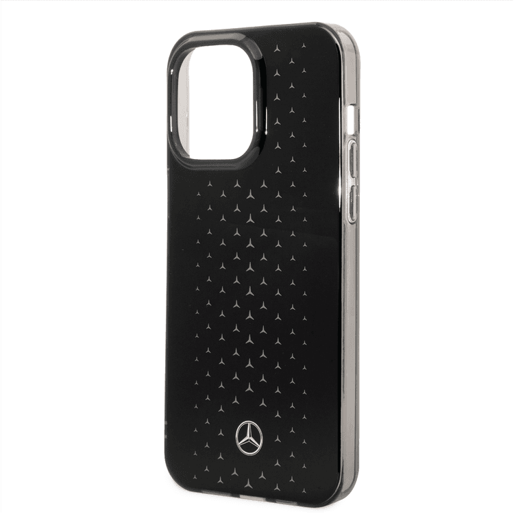 Mercedes-Benz Double Layer PC/TPU Case with Large Star Pattern iPhone 14 Pro Max Compatibility - Silver