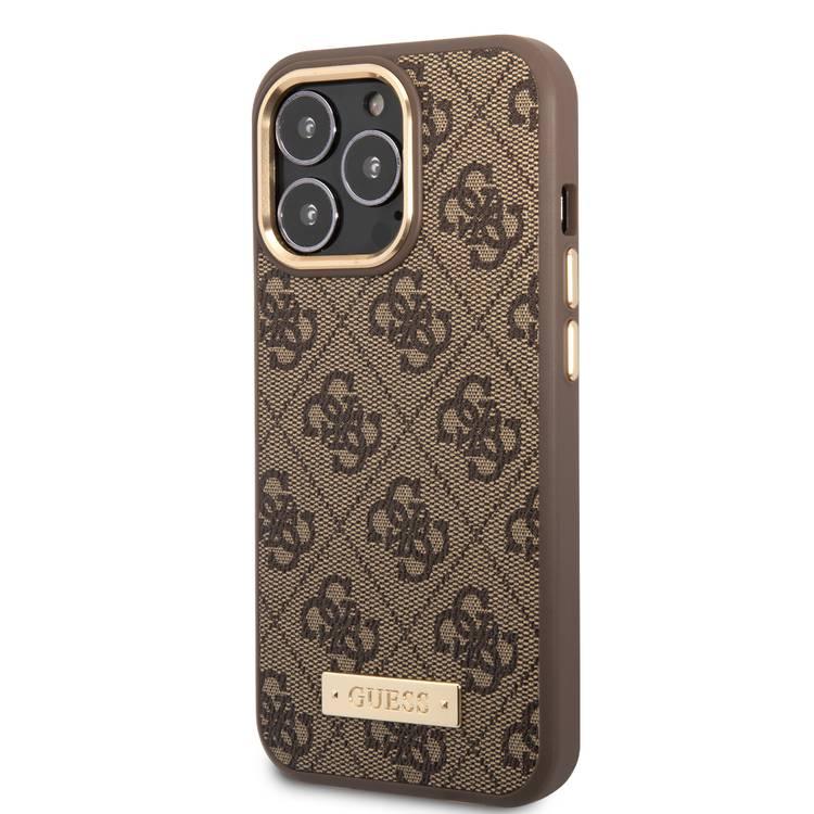 Guess Magsafe 4G PU Case With Metal Plate Logo - iPhone 14 Pro - Brown