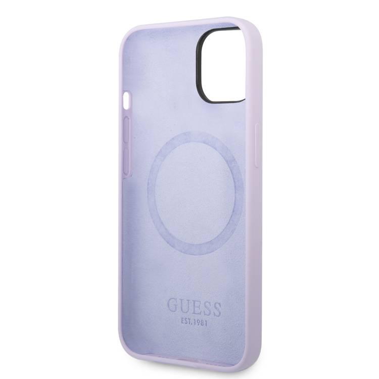Guess Magsafe Compatibility Silicone Case with Metal Plate LogoiPhone 14 Plus Compatibility - Purple