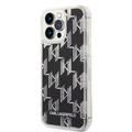 Karl lagerfeld Liquid Glitter Case Monogram Pattern & Multicolor Glitter iPhone 14 Pro Max Compatibility - Black