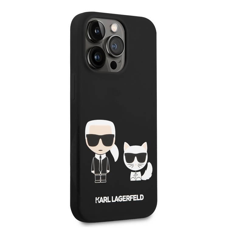 Karl Lagerfeld Magsafe Compatibility Liquid Silicone Case with Karl & Choupette Body iPhone 14 Pro Max Compatibility - Black