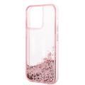 Karl Lagerfeld Liquid Glitter Silicone Case Big KL Logo Protector iPhone 14 Pro Max Compatibility - Pink