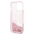 Karl Lagerfeld Liquid Glitter Silicone Case Big KL Logo Protector iPhone 14 Pro Max Compatibility - Pink