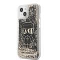 Karl Lagerfeld Liquid Glitter Silicone Case Gatsby Ikonik Protector iPhone 14 Plus Compatibility - Black / Gold