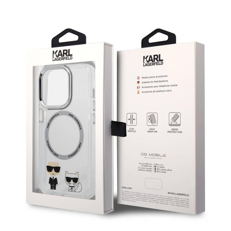 Karl Lagerfeld Magsafe Compatibility PC/TPU Case with Ring Wireless Chargeable iPhone 14 Pro Compatibility - White