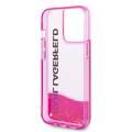 Karl Lagerfeld Liquid Glitter Elong Silicone Case Protector Compatible with iPhone 14 Pro Max - Pink