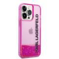 Karl Lagerfeld Liquid Glitter Elong Silicone Case Protector Compatible with iPhone 14 Pro Max - Pink
