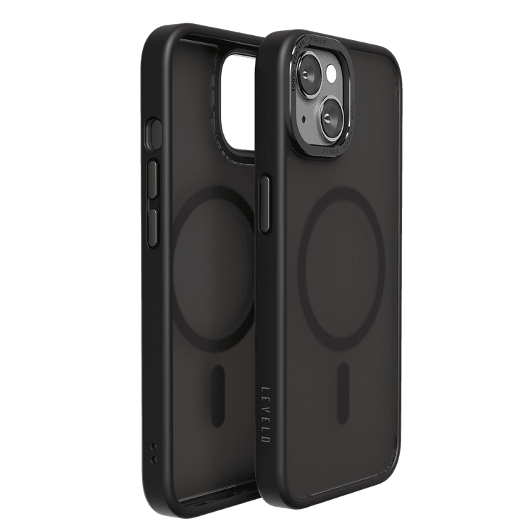 Levelo Magsafe Compatibility Kayo Matte Back Case Protective iPhone 14 Compatibility - Black/Black