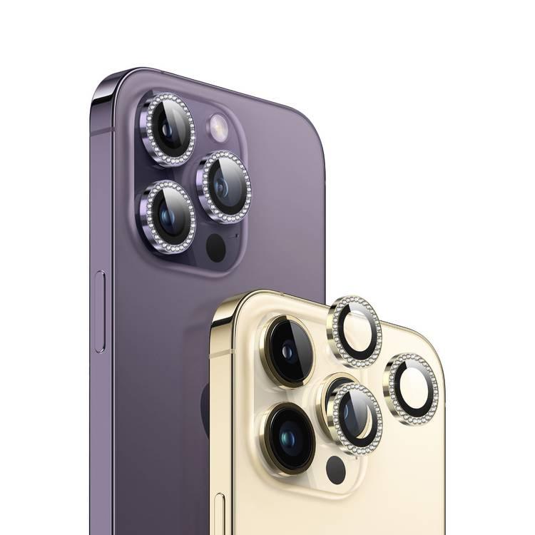 Green Lion Diamond Camera Lens Compatible with iPhone 14 Pro Max/14 Pro - Purple