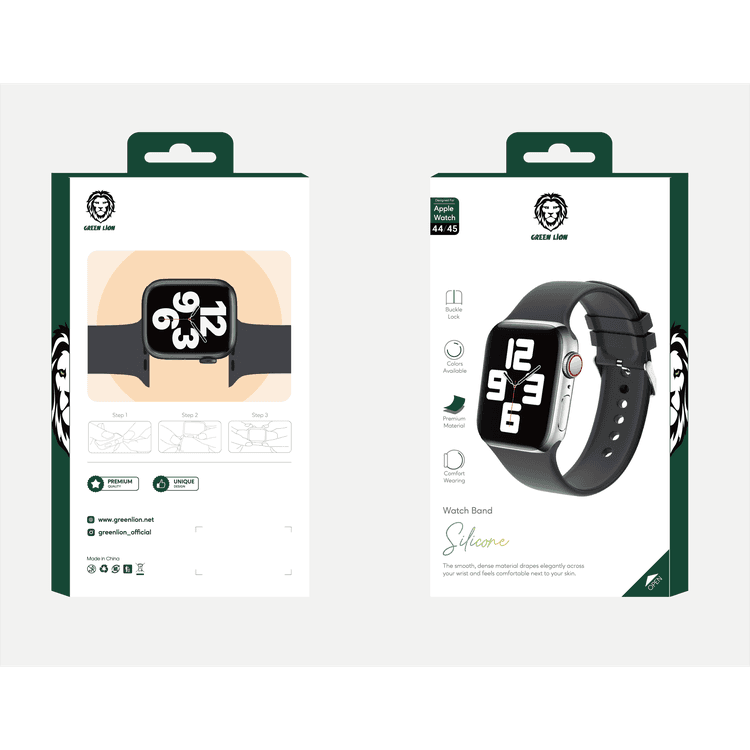 Green Lion Silicone Band with Buckle 42/44/45mm - Black