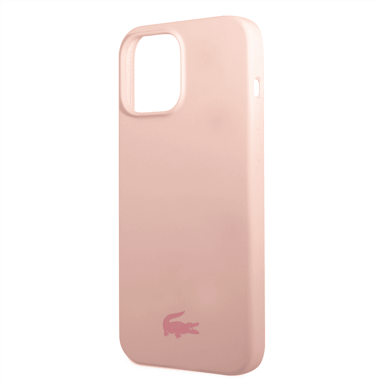 Lacoste Hard Case Liquid Silicone / Microfiber Glossy Printing Logo Compatible with iPhone 14 Pro - Pink