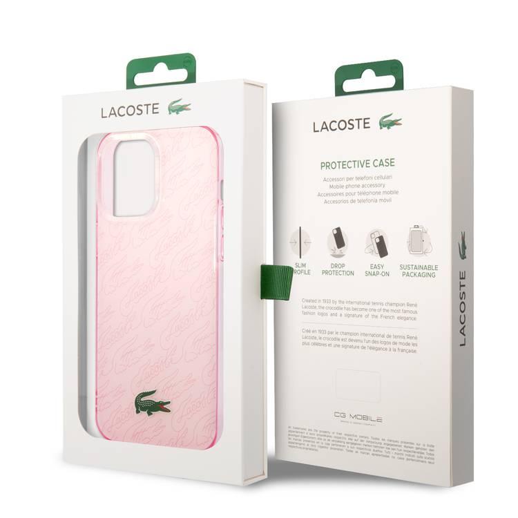 Lacoste Hard Case IML Double Layer & Dyed Bumper Signature Pattern - iPhone 14 Pro Max - Pink