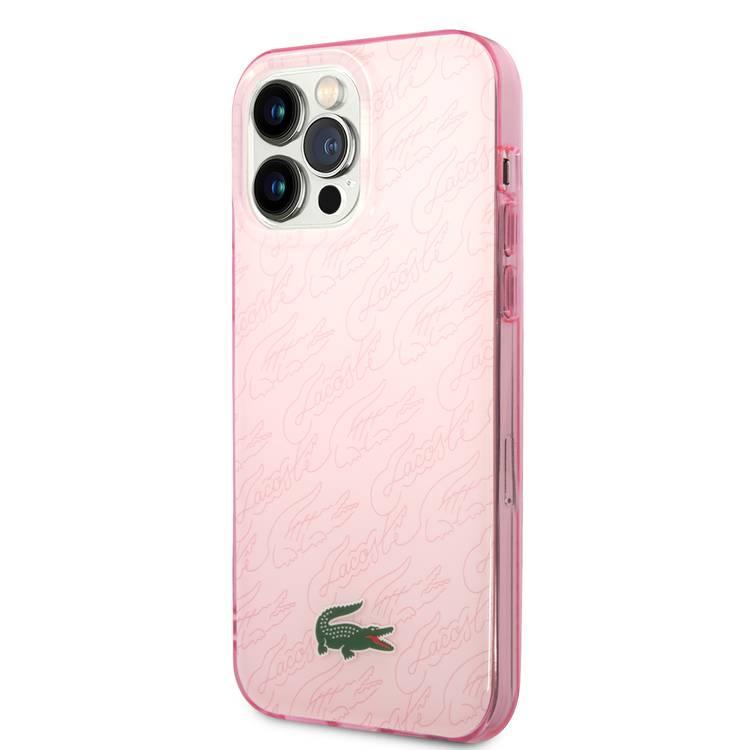 Lacoste Hard Case IML Double Layer & Dyed Bumper Signature Pattern - iPhone 14 Pro Max - Pink