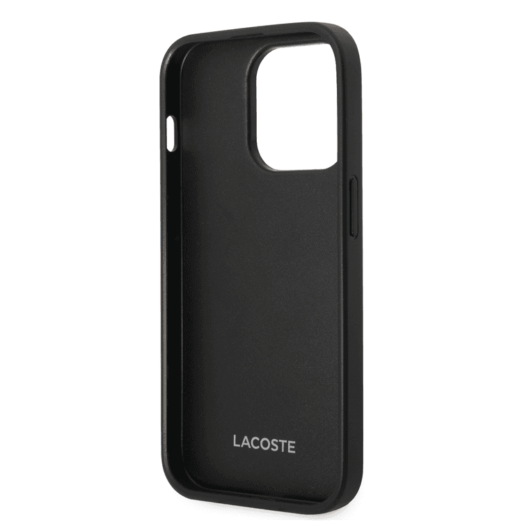 Lacoste Hard Case Iconic Petit Pique PU Woven Logo Estragon Compatible with iPhone 14 Pro - Blue