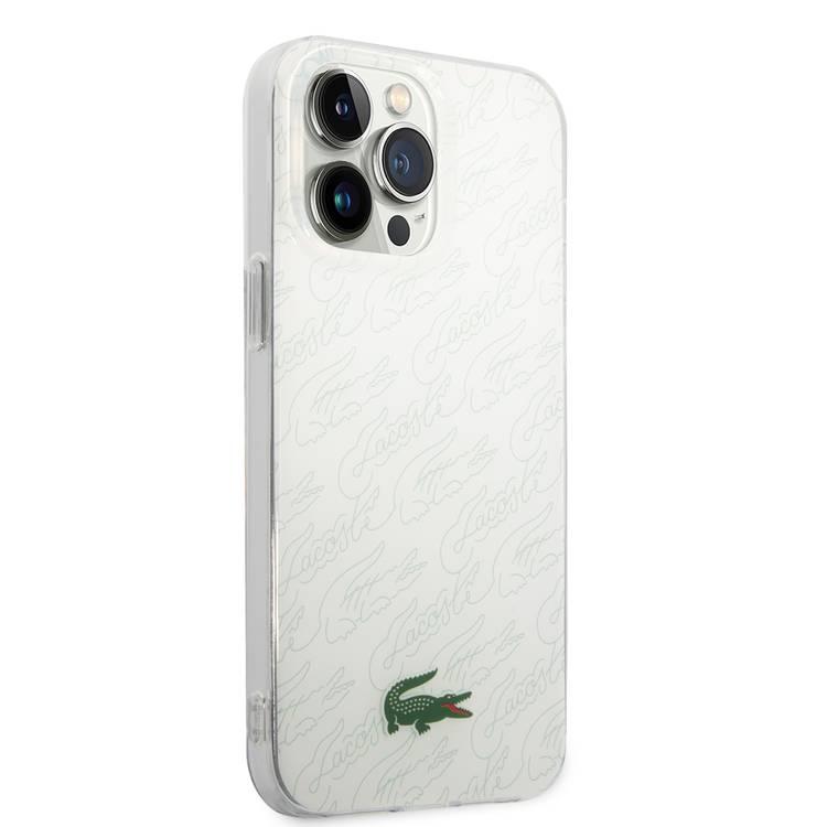 Lacoste Hard Case IML Double Layer & Dyed Bumper Signature Pattern - iPhone 14 Pro Max - White