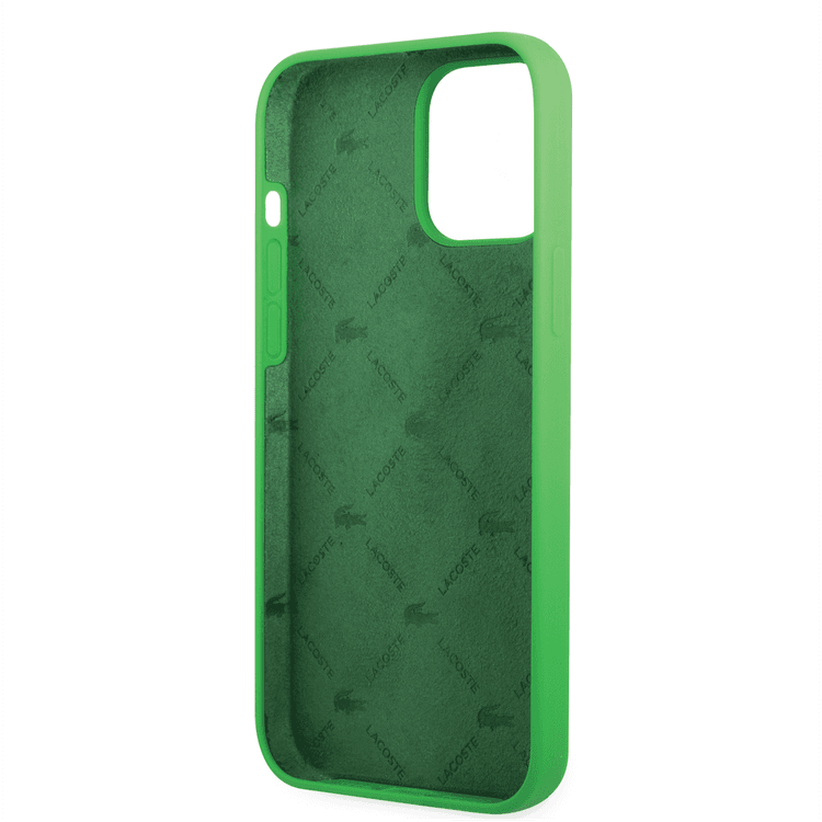 Lacoste Hard Case Liquid Silicone / Microfiber Glossy Printing Logo Compatible with iPhone 14 Pro - Green