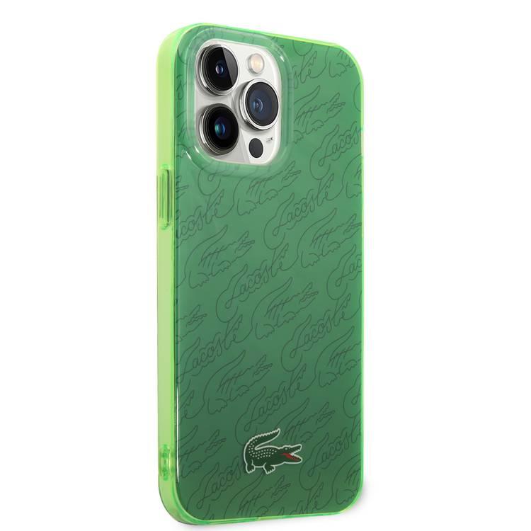 Lacoste Hard Case IML Double Layer & Dyed Bumper Signature Pattern - iPhone 14 Pro Max - Green