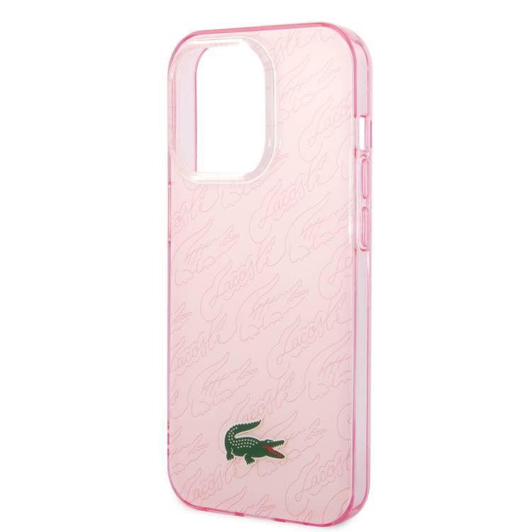 Lacoste Hard Case IML Double Layer & Dyed Bumper Signature Pattern - iPhone 14 Pro - Pink