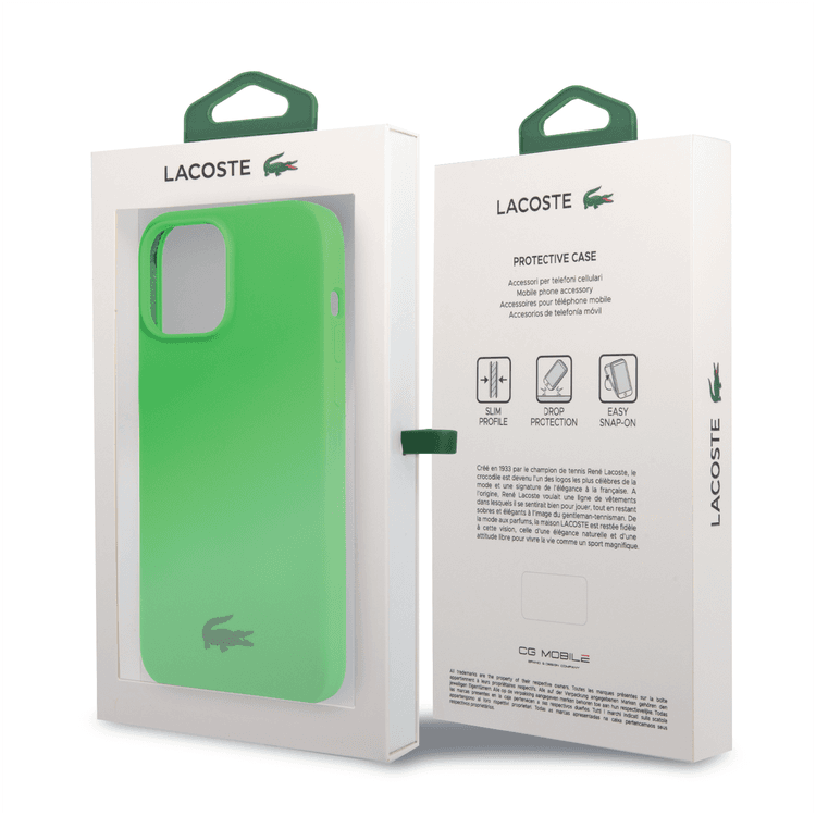 Lacoste Hard Case Liquid Silicone / Microfiber Glossy Printing Logo Compatible with iPhone 14 Pro Max - Green