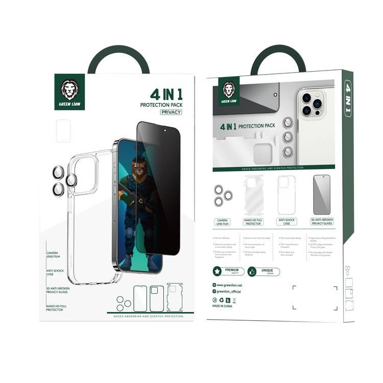 Green Lion 4 in 1 360 ° Privacy Protection Pack iPhone 14 Pro Max - فضة