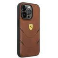 Ferrari -PU Leather Case Hot Stamp  Contrasted Lines iPhone 14 Pro Max - Brown